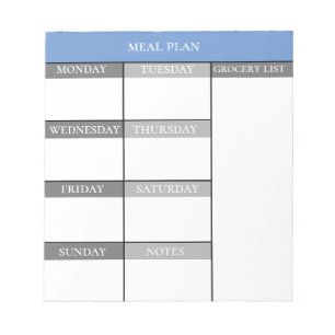 Meal Prep Planner Weekly Grocery List Notepad