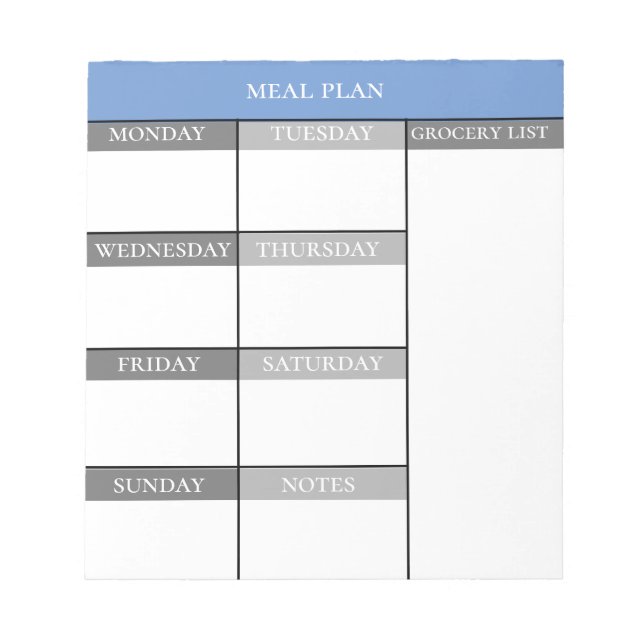 Meal Prep Planner Weekly Grocery List Notepad (Front)