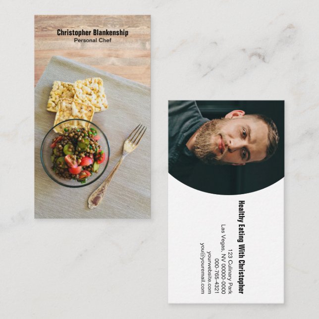 Meal Table Setting Personal Chef Custom Photo Business Card (Front/Back)