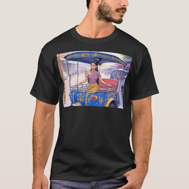 Mealea Rides A Self-Driving Tuk Tuk In Phnom Penh  T-Shirt (Front)