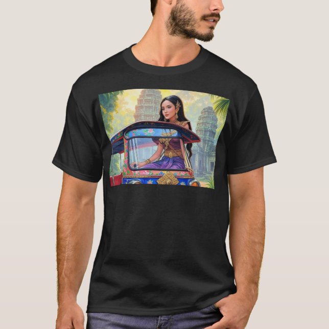 Mealea Rides Self-Driving Tuk Tuk At Ta Prohm IV T-Shirt (Front)