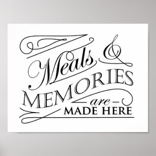 Meals and Memories are made here quote design Poster