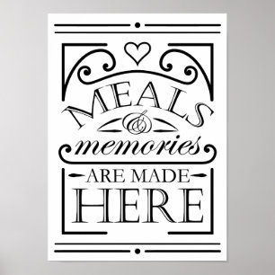 Meals and Memories are made here quote design Poster