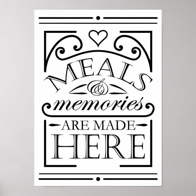 Meals and Memories are made here quote design Poster (Front)