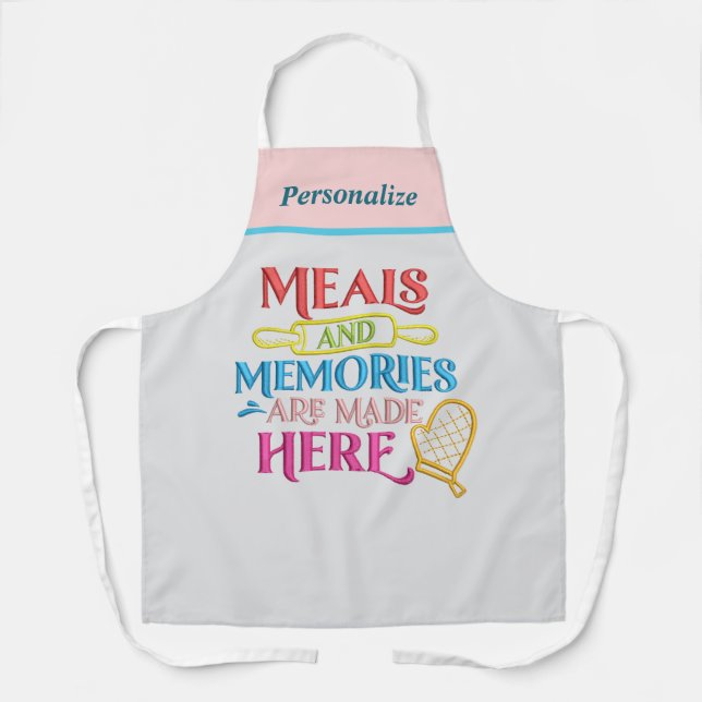 Meals Memories Kitchen Cooking Quote Women's Apron (Front)