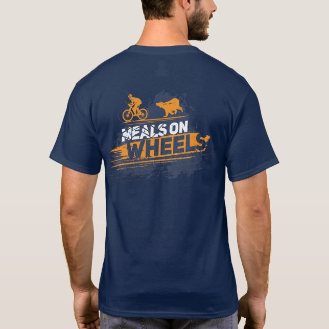 Meals on Wheels Cycling Woodland Bear Adventure T-Shirt (Back)
