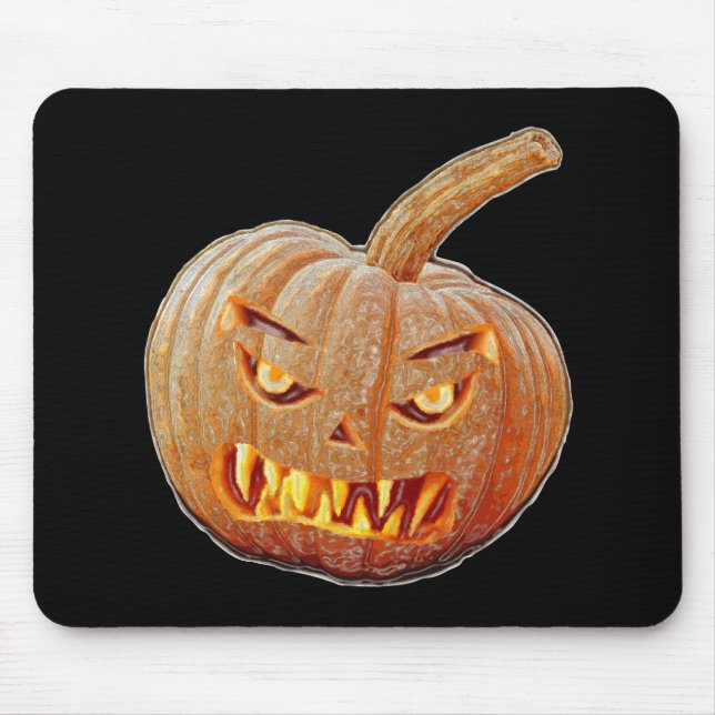 Mean and Ugly Pumpkin Face Mouse Mat (Front)