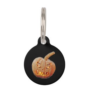 Mean and Ugly Pumpkin Face Pet Tag