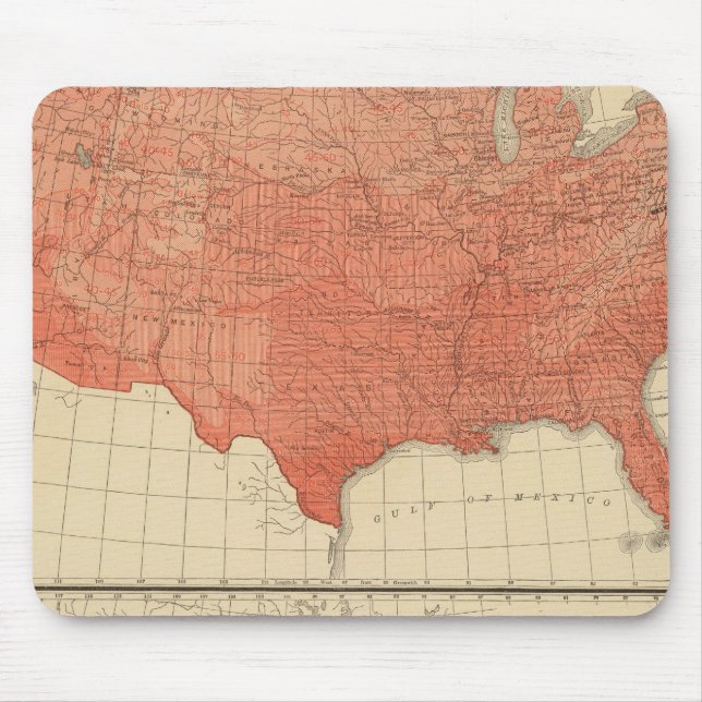 Mean annual temperature, Hypsometric sketch Mouse Mat (Front)