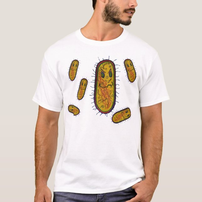Mean Bacteria Cartoon Character T-Shirt (Front)
