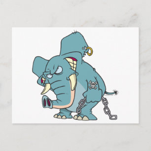 mean badass elephant cartoon postcard