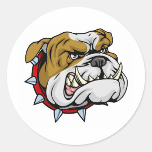 Mean bulldog mascot illustration classic round sticker