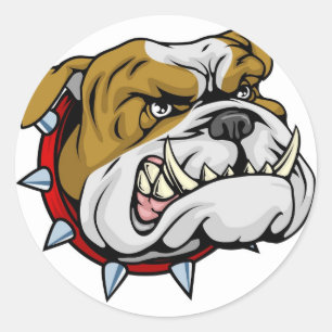 Mean bulldog mascot illustration classic round sticker