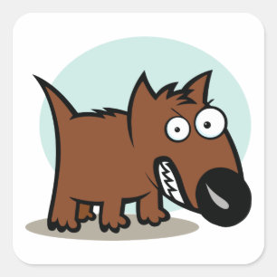 Mean Dog Growling Square Sticker