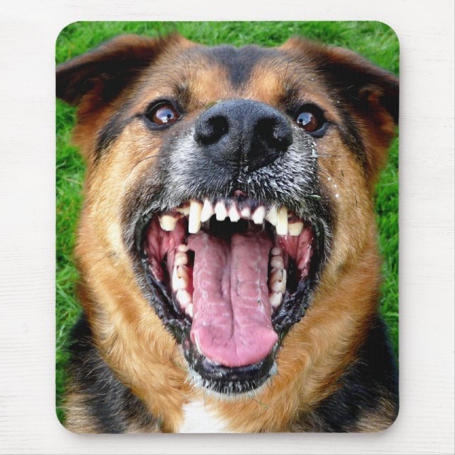 Mean Dog with Big Teeth Mouse Mat (Front)