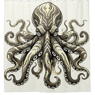 Mean Octopus  Shower Curtain