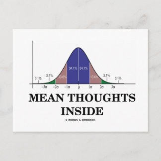 Mean Thoughts Inside (Statistics Humour) Postcard