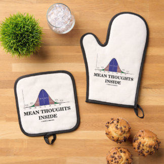 Mean Thoughts Inside Stats Geek Humour Oven Mitt & Pot Holder Set