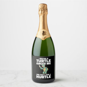 Mean Turtle Reptile Nature Turtle Lover Aquatic Sparkling Wine Label