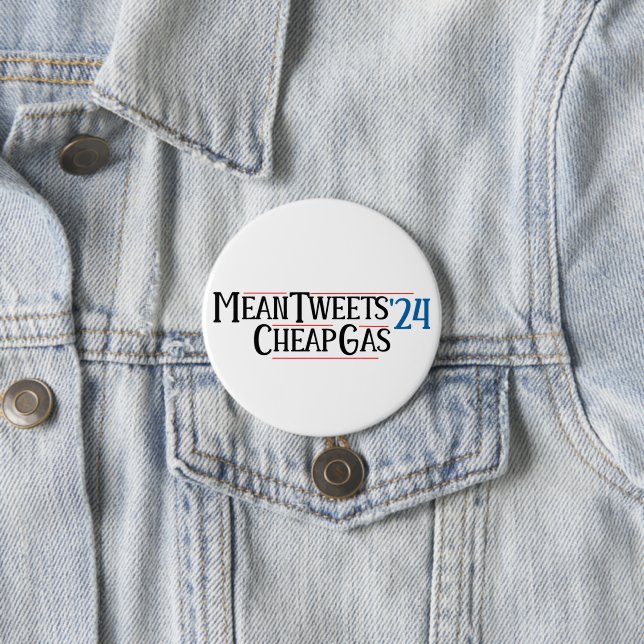 Mean Tweets and Cheap Gas for 2024 Sign 7.5 Cm Round Badge (In Situ)