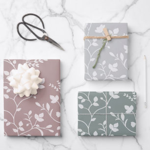 Meandering Florals Gentle Muted Botanicals Wrapping Paper Sheet