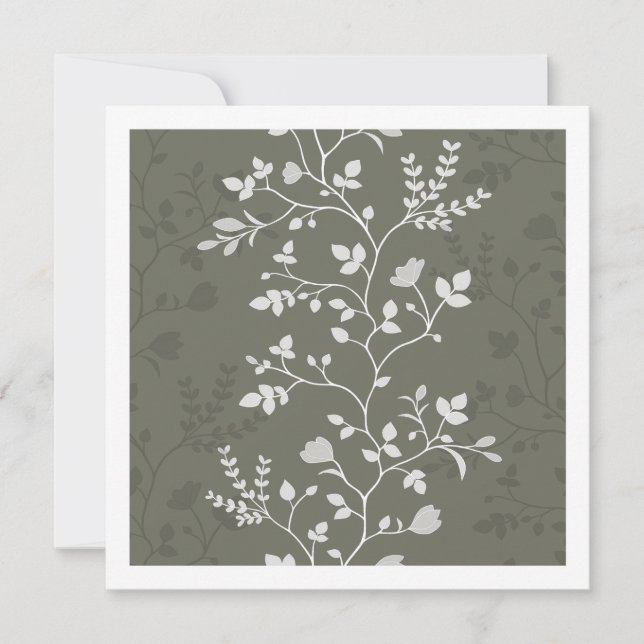 Meandering Florals Minimalist Olive Botanical Card (Front)