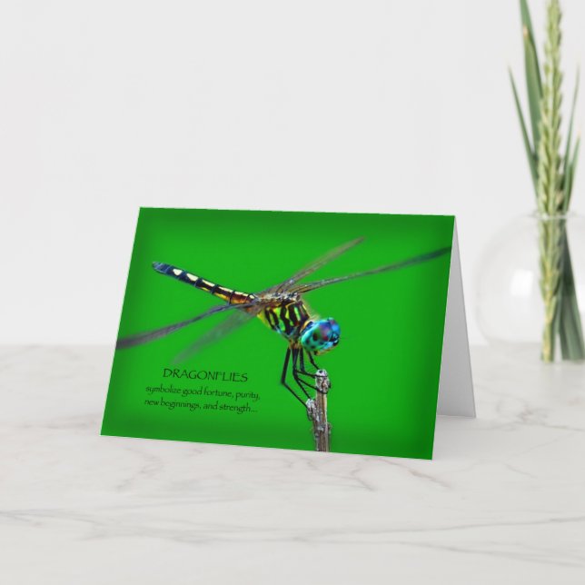Meaning Of Dragonflies Holiday Card (Front)