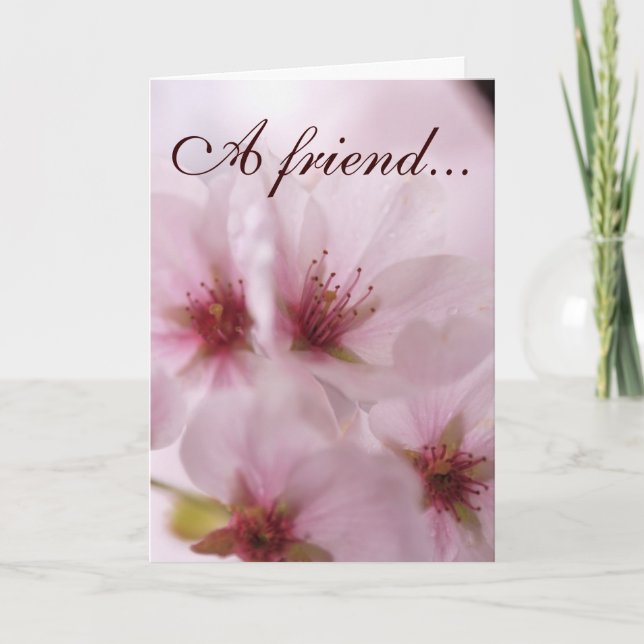 Meaningful Pink Sakura Flower Friendship Card (Front)