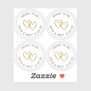 Meant to Be Double Heart Metallic Gold Wedding    