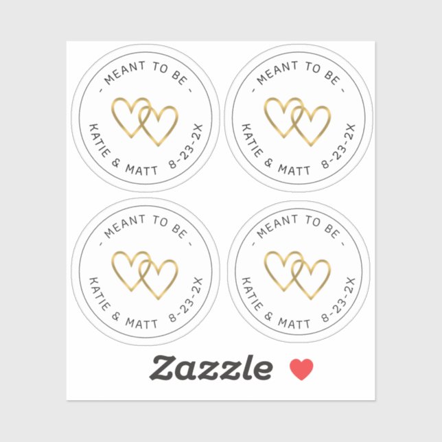 Meant to Be Double Heart Metallic Gold Wedding     (Sheet)