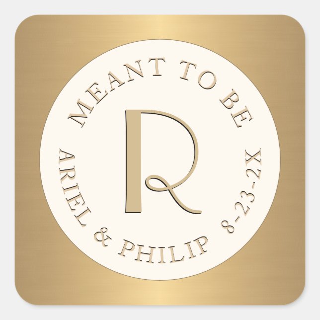 Meant to Be Mini Monogram Label with Wedding Date (Front)