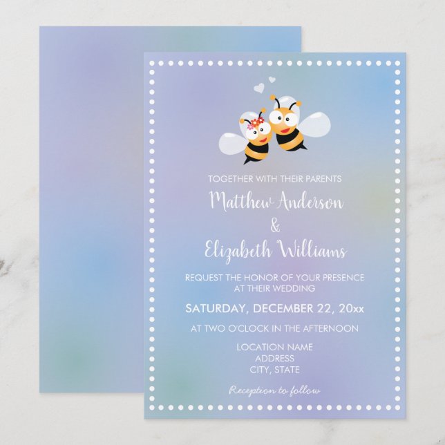Meant To Bee Beautiful Dreamy Wedding Invitation (Front/Back)