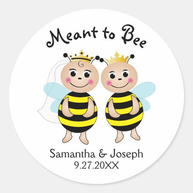 Meant to Bee Bridal Shower Stickers (Front)