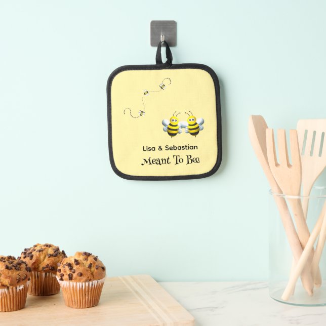 Meant To Bee Customisable Text Couples Bee Pot Holder (Insitu(Hanging))