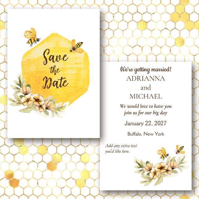 Meant to Bee Cute Affordable Wedding Save the Date Invitation (Creator Uploaded)
