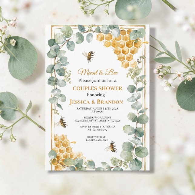 Meant to Bee Eucalyptus Greenery Couples Shower  Invitation (Creator Uploaded)