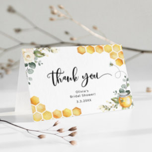 Meant to bee floral bee bridal shower thank you card