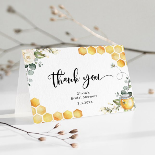 Meant to bee floral bee bridal shower thank you card (Creator Uploaded)