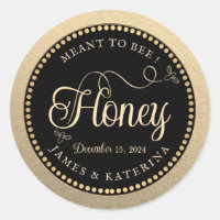 Meant to Bee Gold Black Wedding Honey Bee Label
