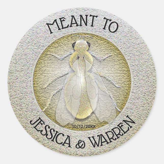 Meant To Bee Gold Coin Wedding Favour Classic Round Sticker (Front)