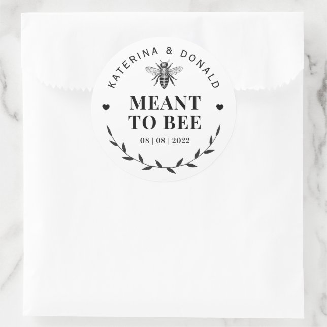 Meant to Bee Honey Wedding Classic Round Sticker (Bag)