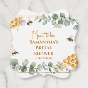 Meant to Bee Honeycomb Eucalyptus Bridal Shower Favour Tags