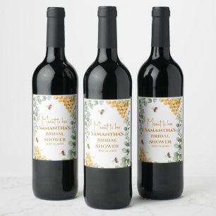 Meant to Bee Honeycomb Eucalyptus Bridal Shower Wine Label