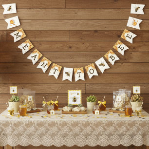 Meant to Bee Honeycomb Honey Drip Bridal Shower Bunting