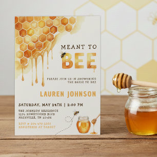 Meant to Bee Honeycomb Watercolor Bridal Shower Invitation