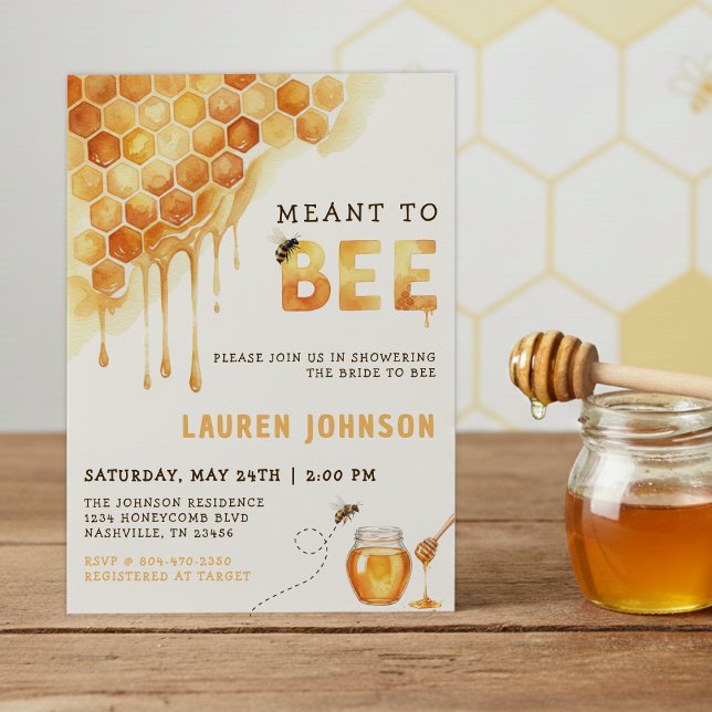 Meant to Bee Honeycomb Watercolor Bridal Shower Invitation (Meant to Bee Honeycomb Watercolor Bridal Shower Invitation
)