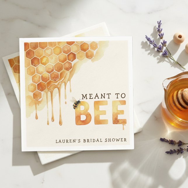 Meant to Bee Honeycomb Watercolor Bridal Shower Napkin (Meant to Bee Honeycomb Watercolor Bridal Shower Napkins
)