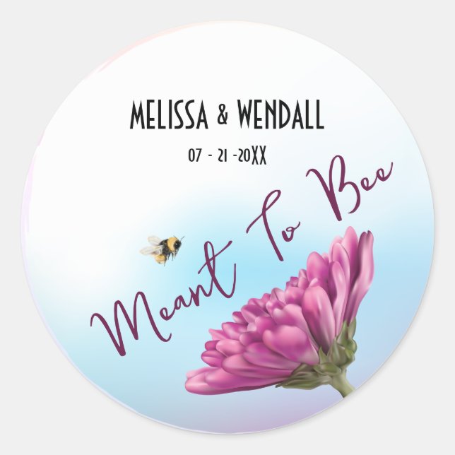 Meant To Bee Mauve Floral Classic Round Sticker (Front)
