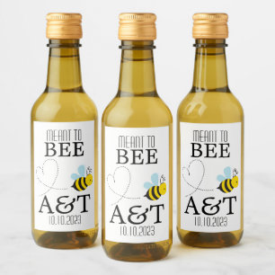Meant To Bee Monogram Mini Wine Bottle Label