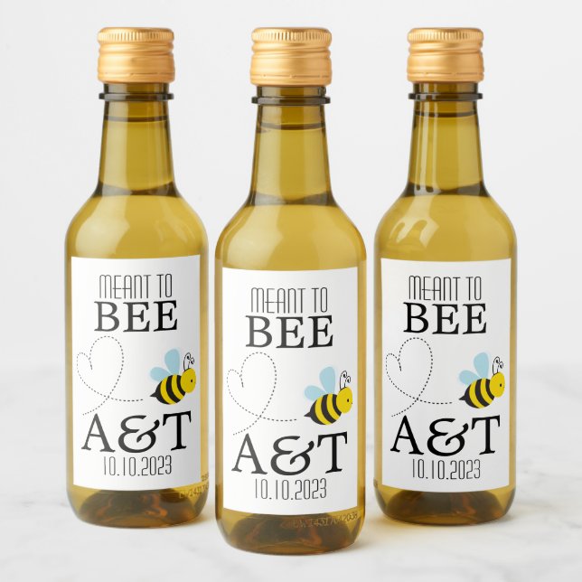 Meant To Bee Monogram Mini Wine Bottle Label (Bottles)